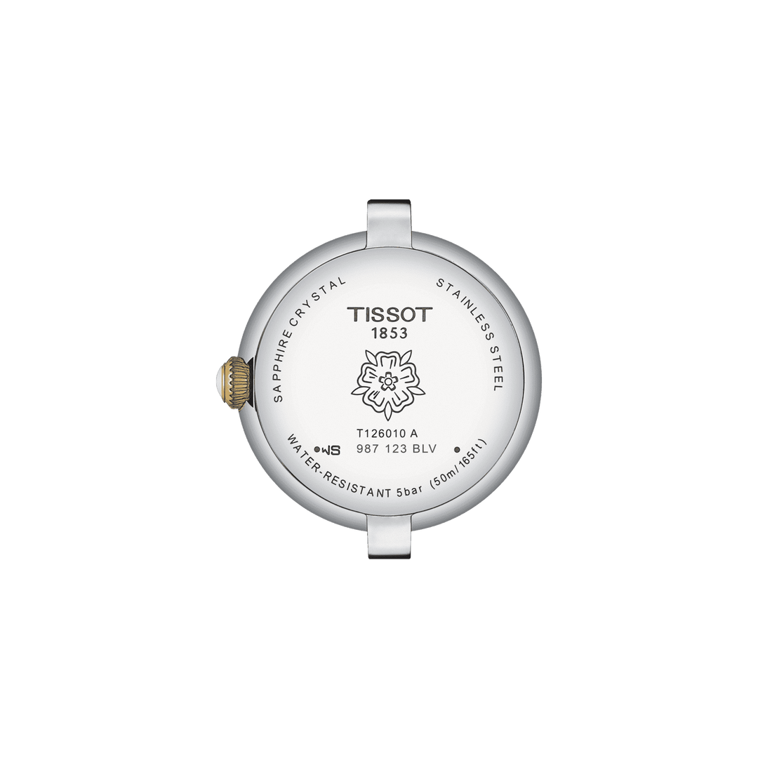 티쏘 시계 아름다운 작은 여자 26mm 화이트 석 영 스틸 트림 PVD 옐로우 골드 T126.0100.22.013.00