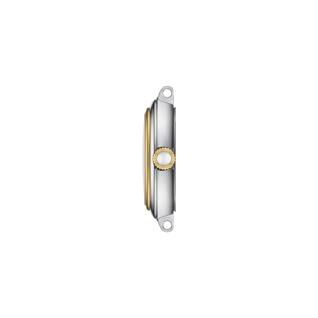 Tissot美しい時計小さな女性26mm白いクォーツスチールPVD仕上げイエローゴールドT126.010.22.013.00