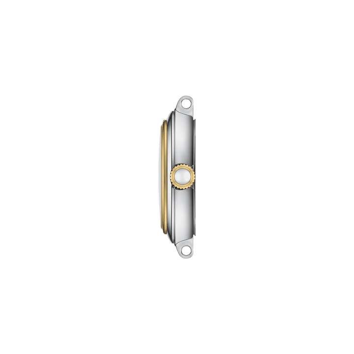Tissot美しい時計小さな女性26mm白いクォーツスチールPVD仕上げイエローゴールドT126.010.22.013.00