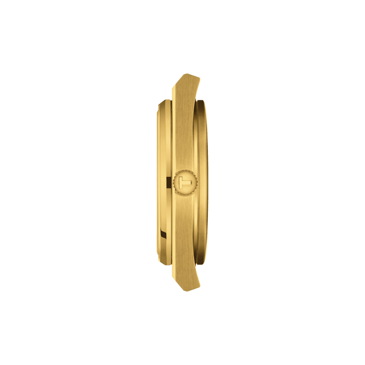 Tissot 시계 PRX 39.5mm 샴페인 석 영 스틸 마무리 PVD 옐로우 골드 T137.410.33.021.00