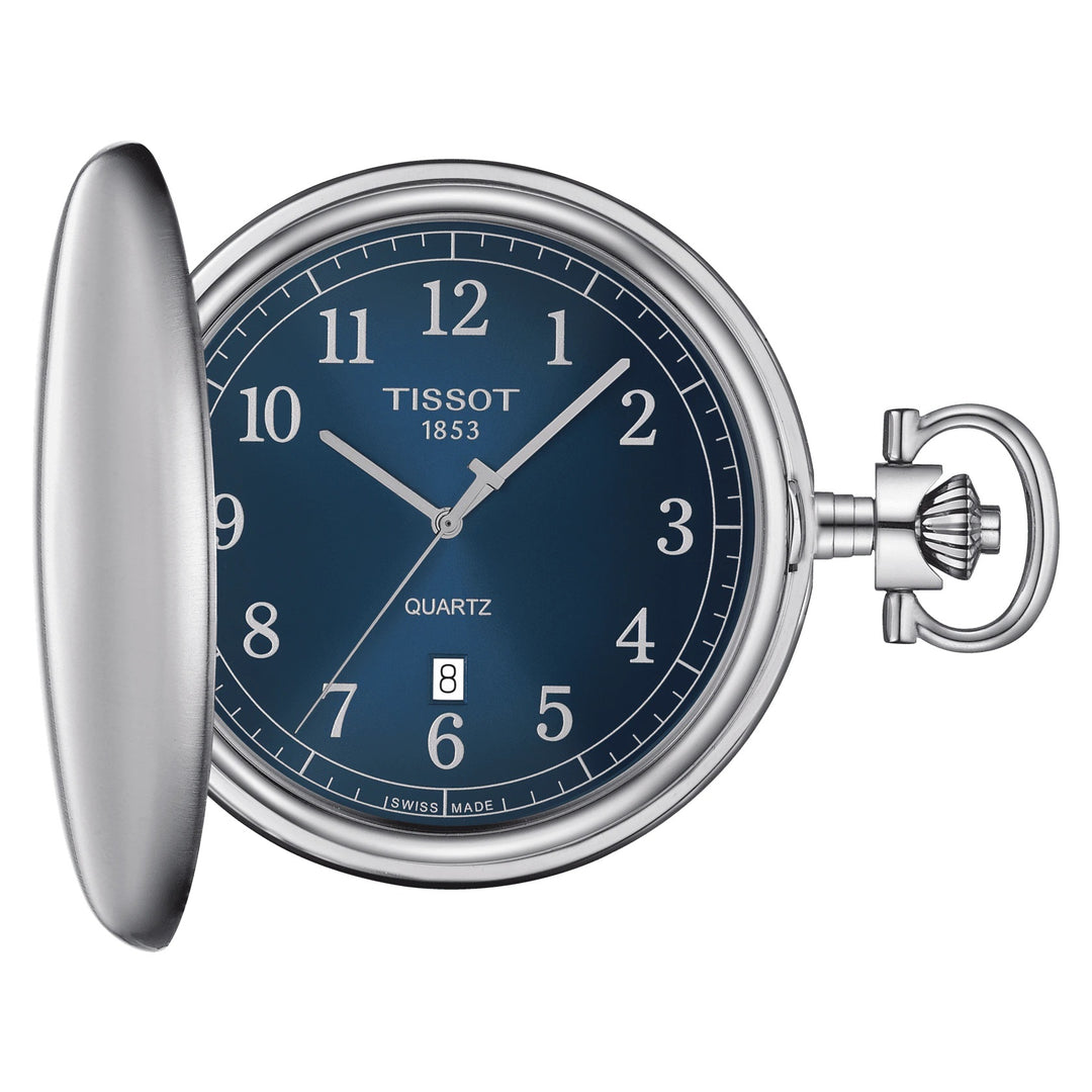 天梭口袋手表 Savonette 48.5mm 蓝色石英钢 T862.410.19.042.00