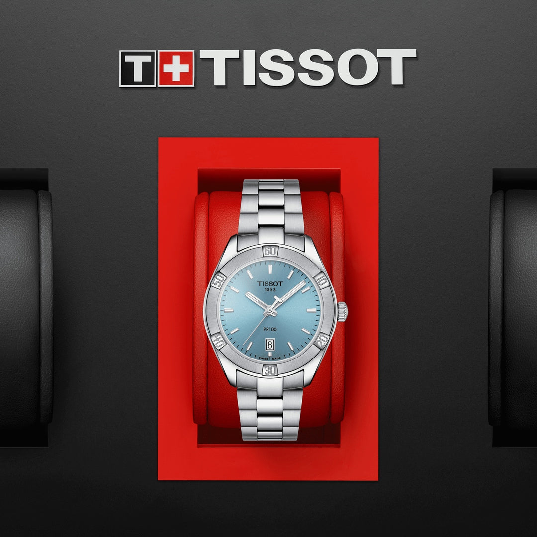 Tissot PR 100レディーススポーツシック36ミリメートルライトブルークォーツスチールT101.910.11.351.00