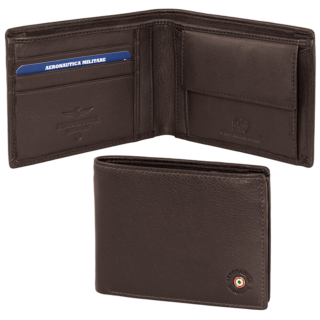Aeronautica Militare 皮革钱包,带皮夹子和信用卡 AM132-MO