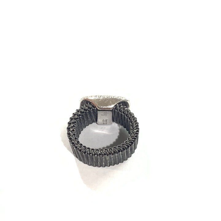 Idandi Ring Allure Carrè 钢完成PVD黑色黑色925立方体 ⁇ 石墨AN-CARRE-ZIRC