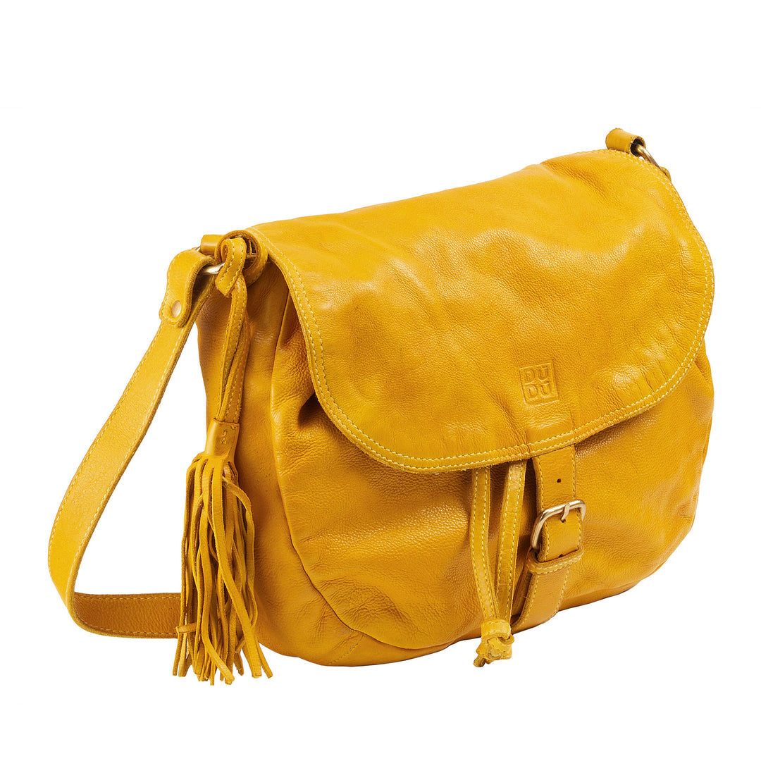 DuDu Vintage Women's Shopbody Bag 复古皮革背心包,带 Flapple Leather Tabs Flight 和 Drawstring