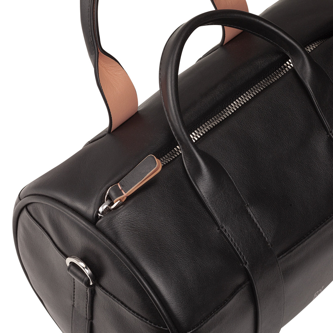 DUDU 여성용 정품 가죽 원통형 핸드백, 부드러운 원통형 핸드백, 어깨끈과 두 개의 손잡이가 달린 배럴 백, 우아한 컬러 디자인