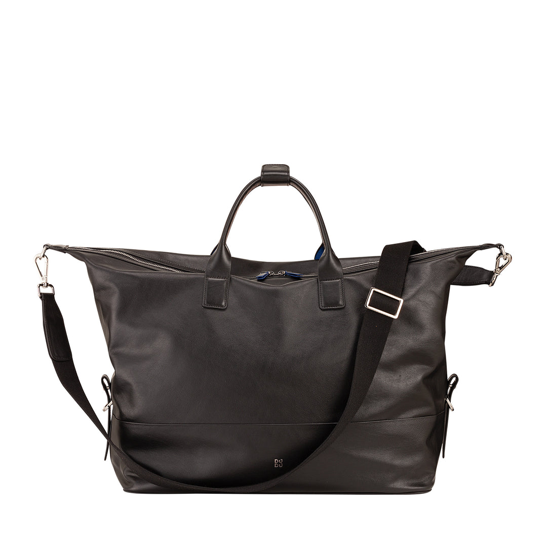 DuDu レザーレディーストラベルバッグ、2つのハンドル付き週末バッグ、手荷物またはジッパー付き28リットルショルダーバッグ