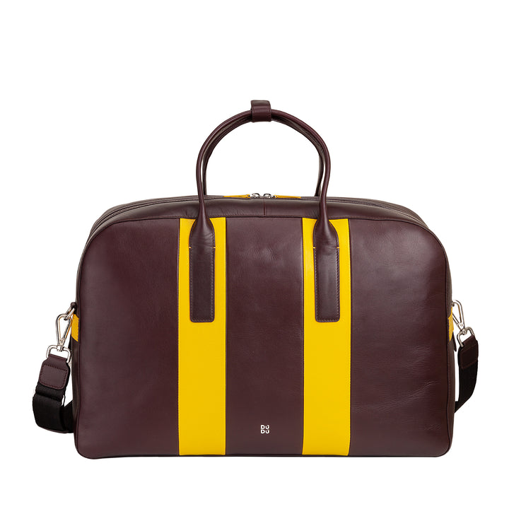 DUDU Leather Travel Bag, Men's Gym Weekend Bag 32L Large, Weekender Travel Bag 49cm