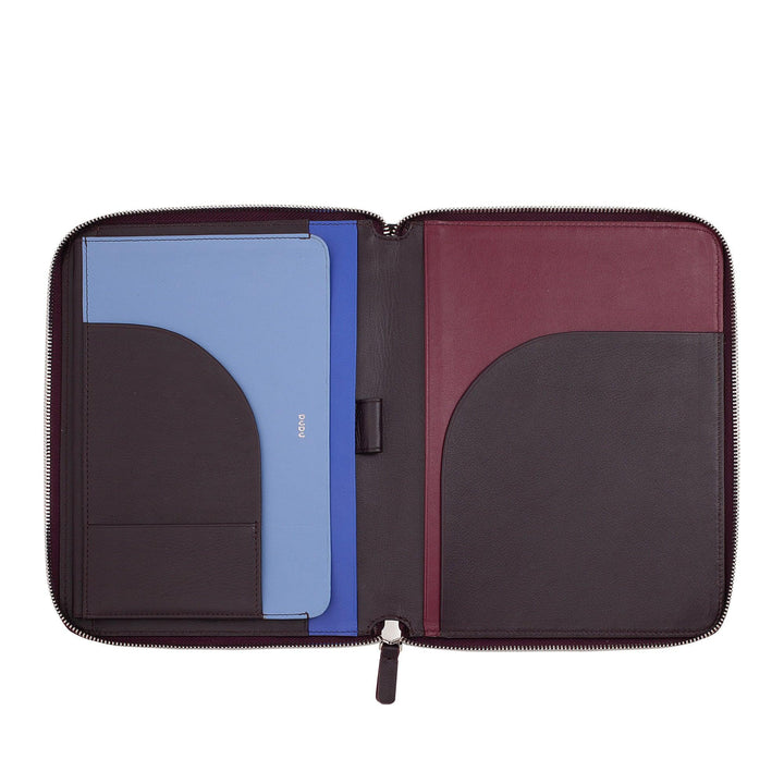 DUDU Cartella Portadocumenti A5 in Vera Pelle da Uomo Donna, Porta Tablet iPad Mini, Portablocchi, Organizer per Blocco Note Quaderno A5 - Capodagli 1937