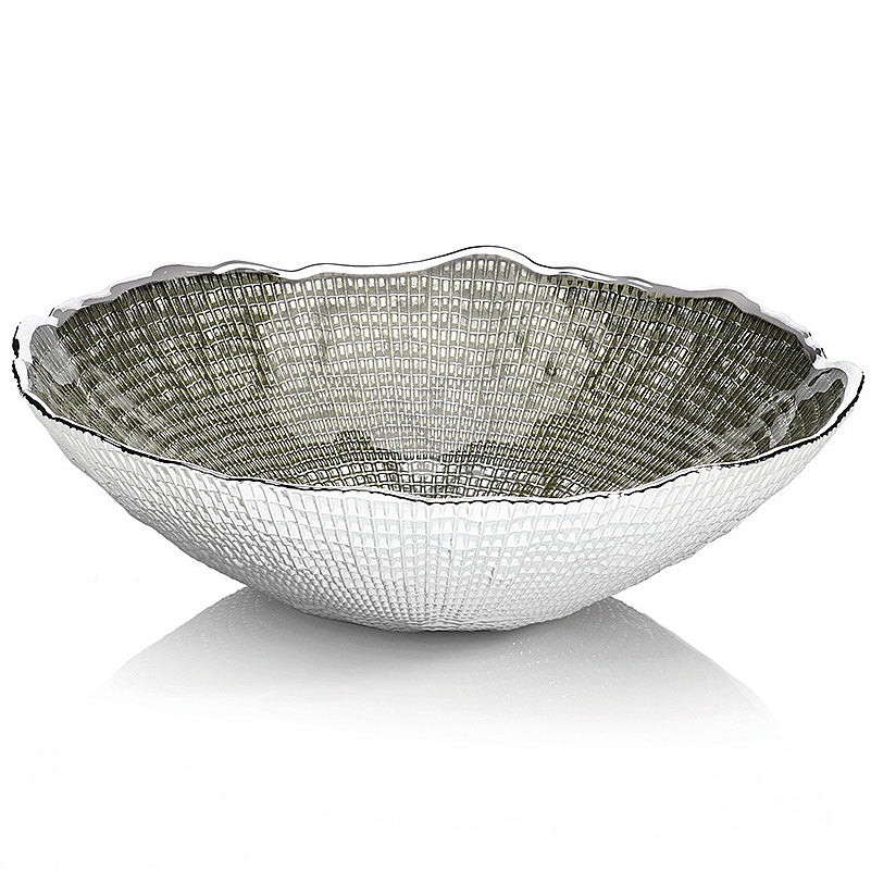 Ottaviani 碗中心碗无限25厘米H.7厘米银色玻璃鼠尾草绿色 800386V