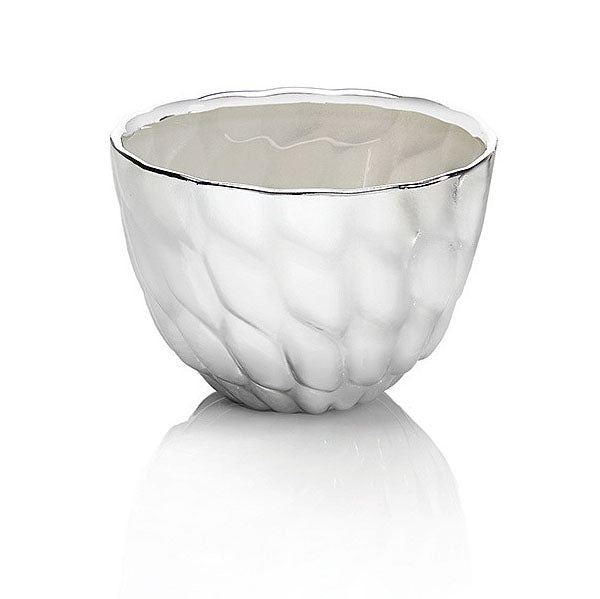 Ottaviani bowl centerpiece Magnolia 9cm H.6,5cm white silvered glass 800379B