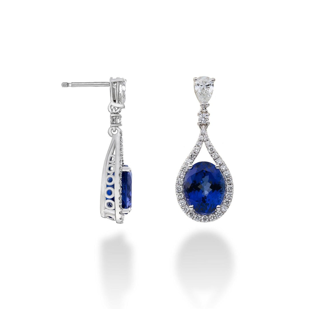 Golay Orecchini Tanzanite Ovale con Gocce Diamanti - Capodagli 1937