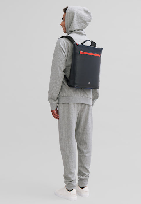DuDu 男式皮革背包,最多16英寸的便携式MacBook PC背包,拉链旅行背包和手提箱连接