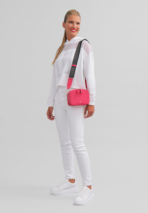 DuDu 작은 여성용 가죽 숄더백, 더블 숄더백, 지퍼 클로저, 세련된 컴팩트 디자인 가방