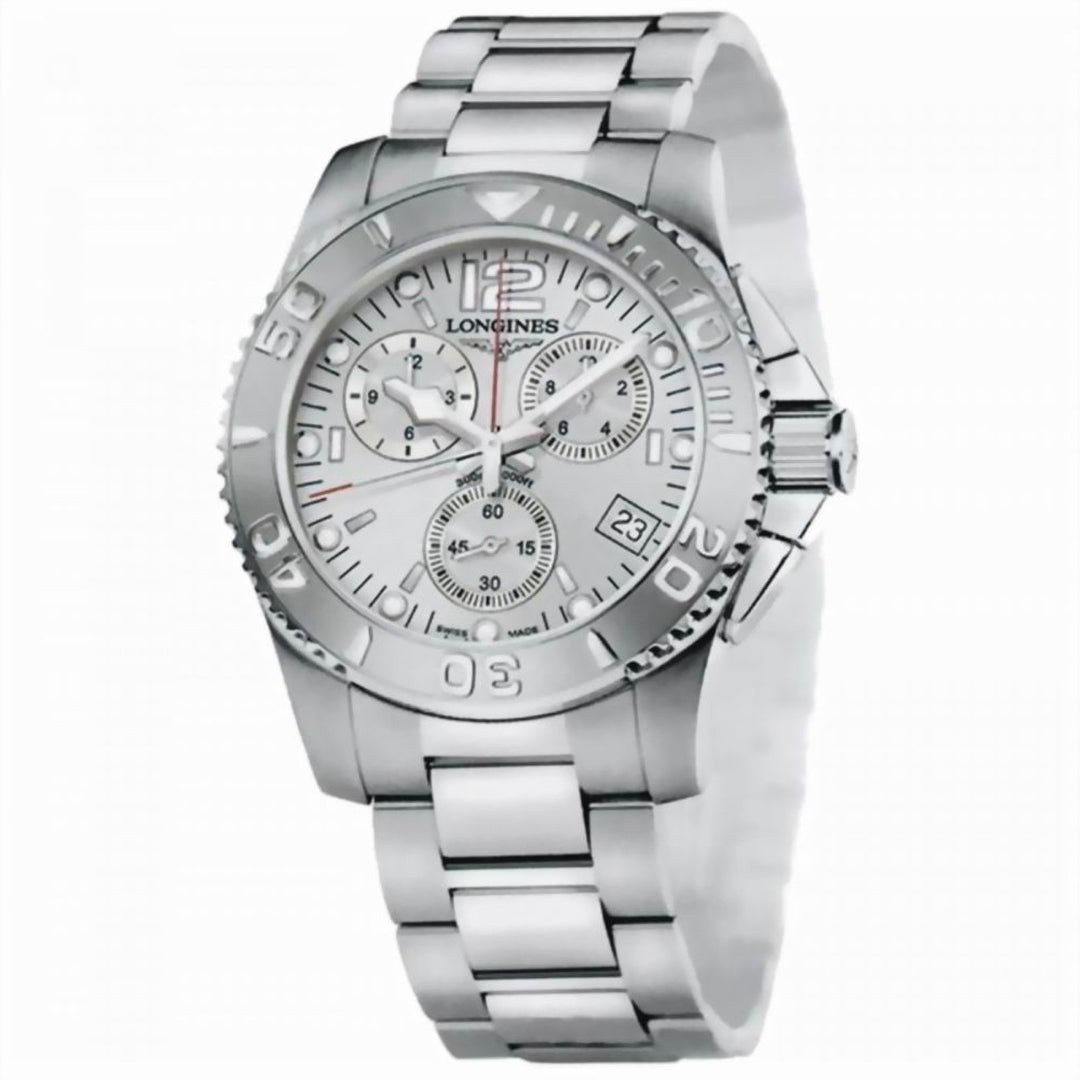 Longines orologio HydroConquest Chronograph  41mm argento acciaio quarzo L3.672.4.76.6 - Gioielleria Capodagli