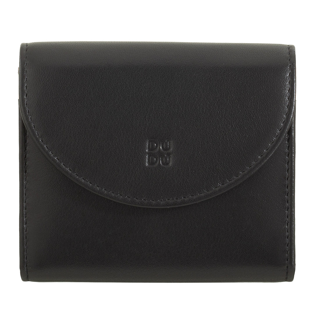 DuDu Zipコインウォレット付きスリムレザーレディーミニ財布、ボタン閉鎖、コンパクトカラー財布