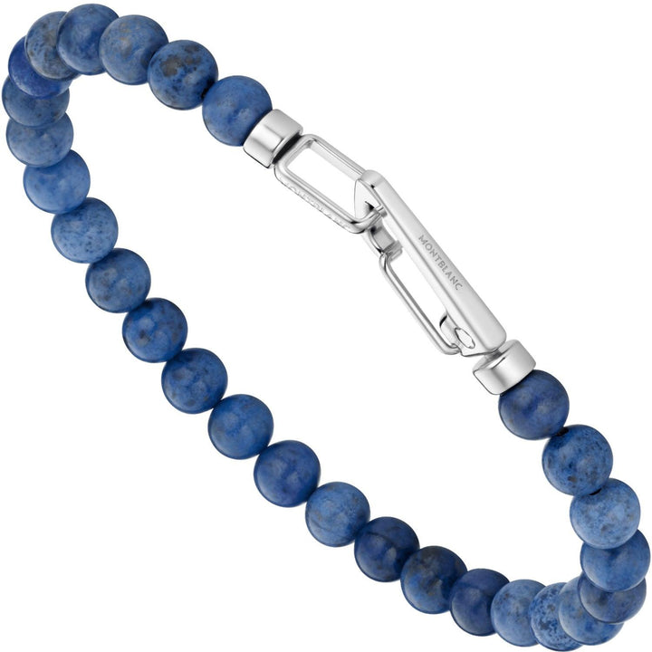 Montblanc bracciale Wrap Me con sfere in sodalite e chiusura a moschettone in acciaio misura S 12584960 - Gioielleria Capodagli