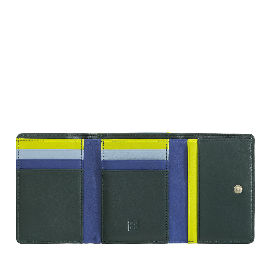 DuDu 여성용 소형 RFID 가죽 지갑 Click Clack 컴팩트 8 카드 홀더 타일