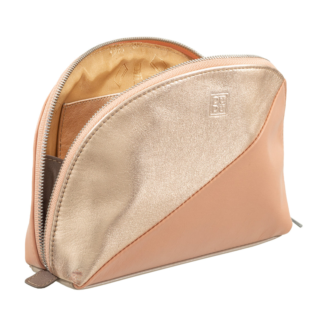 DuDu 美容旅行袋皮手提包化妆包粉红色时尚金属拉链Zip