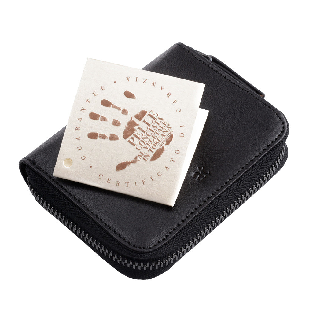 Antica Toscana Credit Card Holder with Zip Around Zip Genule Leather and 11 カードホルダー