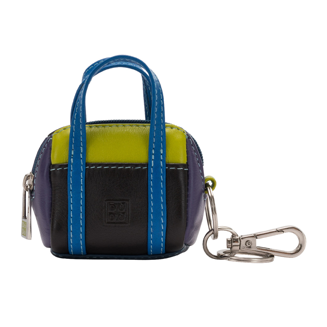 zip zip 지퍼 링 및 카라비너가있는 다채로운 가죽 미니 가방에 Duduk 키 체인 도어 핸드백