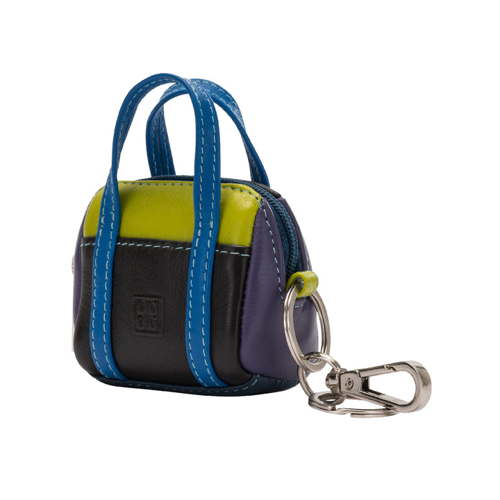 zip zip 지퍼 링 및 카라비너가있는 다채로운 가죽 미니 가방에 Duduk 키 체인 도어 핸드백