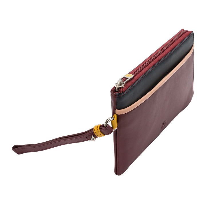 DuDu 女式钱包 带拉链的大容量彩色皮革拉链手提包 带袖扣