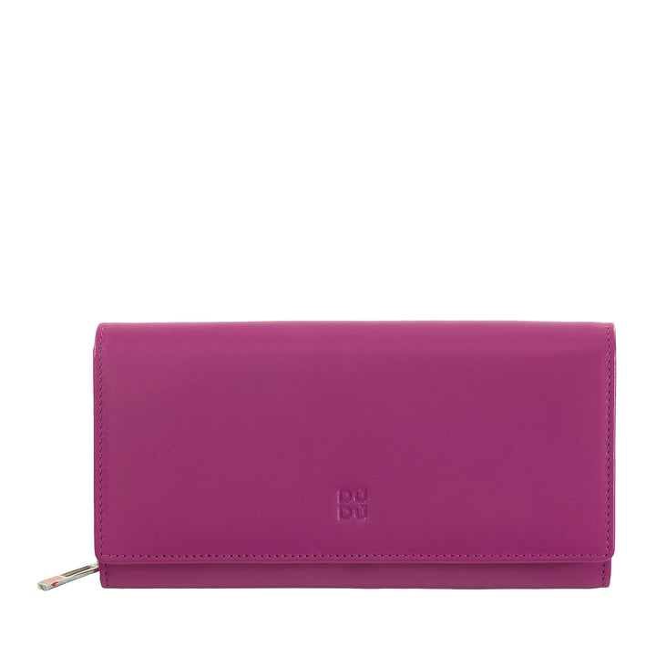 DuDu 여성용 지갑 RFID 가죽 컬러 디자인 긴 동전 지갑 Zip 18 카드 홀더 및 버튼 클로저
