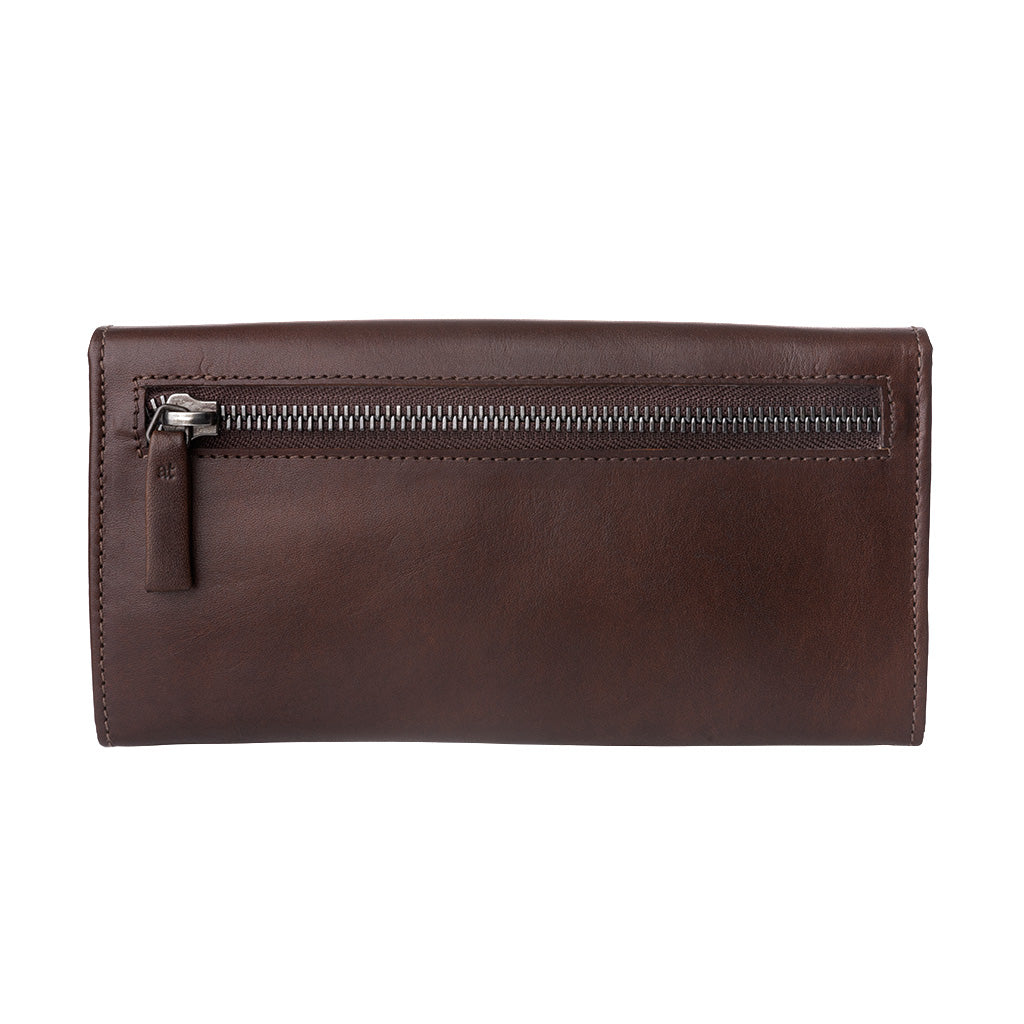 古董托斯卡纳女式三 ⁇ 正品皮革钱包,带Flapp 信用卡卡夹和外部拉链