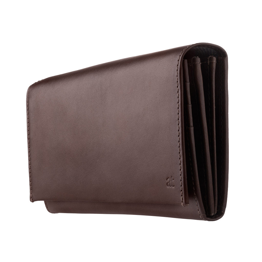 古董托斯卡纳女式三 ⁇ 正品皮革钱包,带Flapp 信用卡卡夹和外部拉链