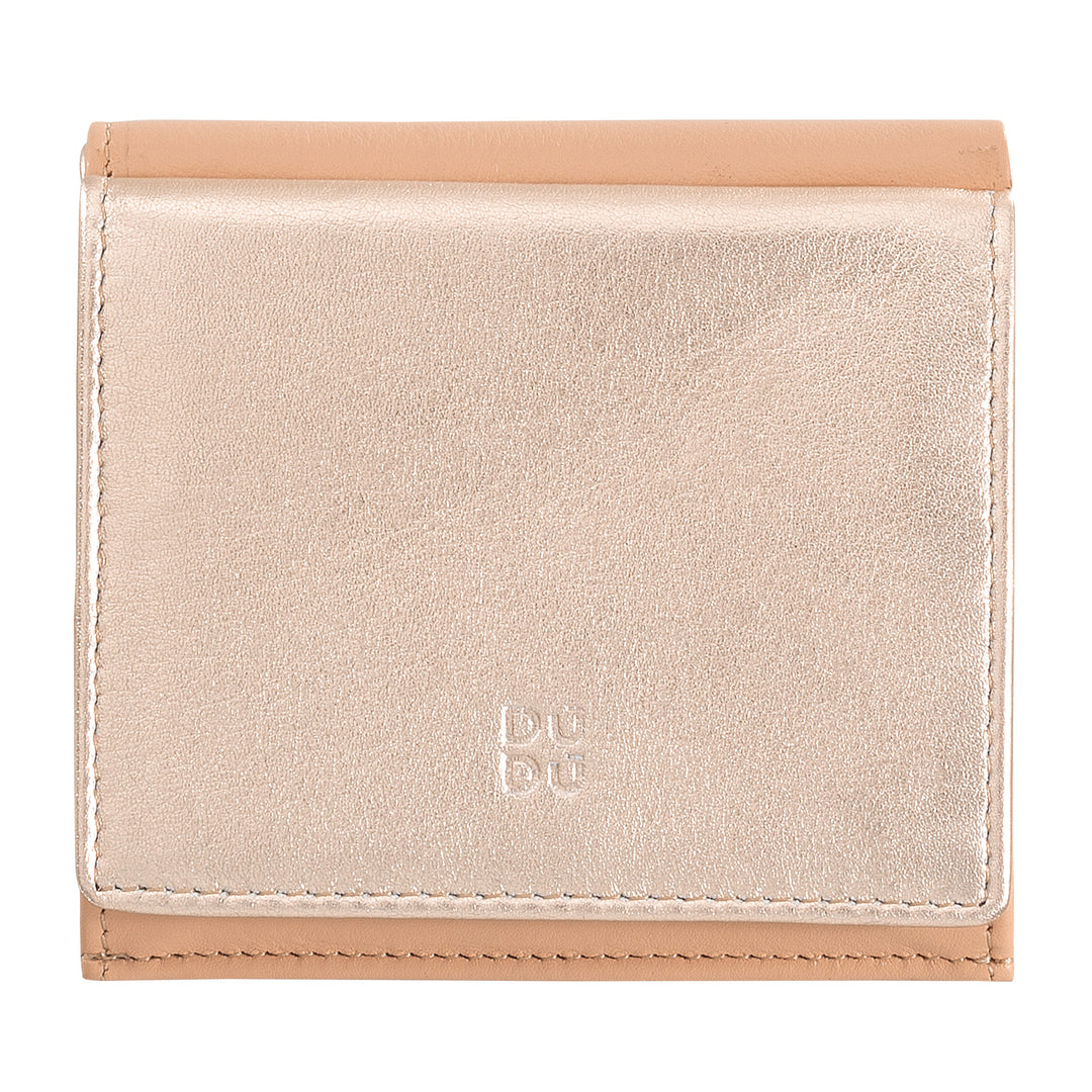 DuDu 女性の財布 RFIDメタリックレザー小額紙幣財布 クレジットカードと紙幣