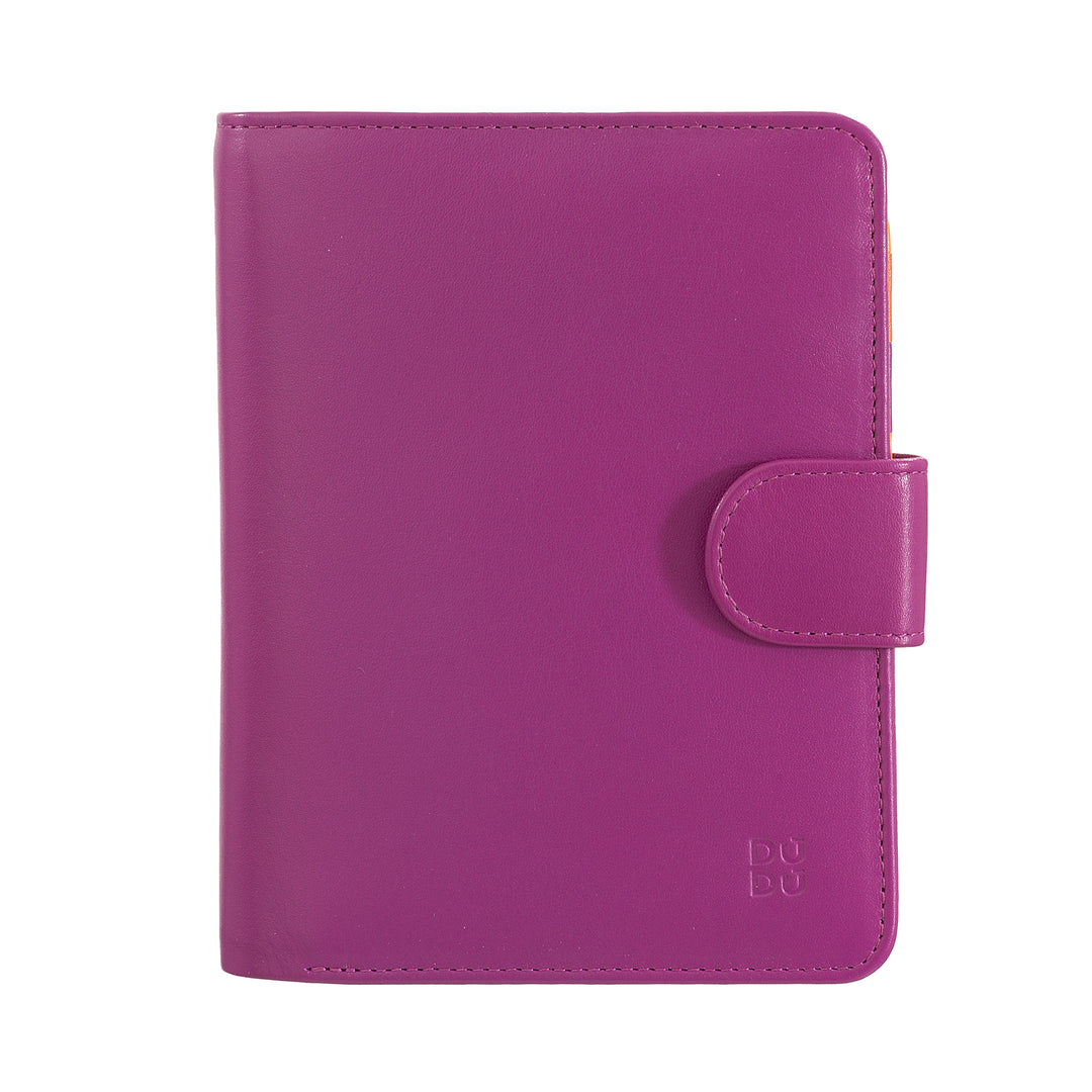 DUDU Women's Wallet in Colored Soft Leather RFID Block with Zip Coin Wallet and Credit Card Holder