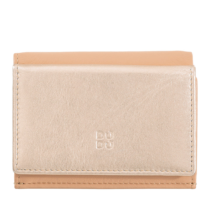 DuDu 여성용 작은 핑크 정품 가죽 지갑, 금속 디자인 지갑 콤팩트 동전 지갑