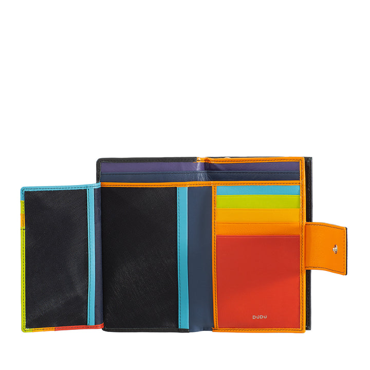 DuDu RFID 여성 지갑 지퍼 코인 지갑 및 카드 홀더가있는 대용량 멀티 컴 파트 진정한 가죽 지갑