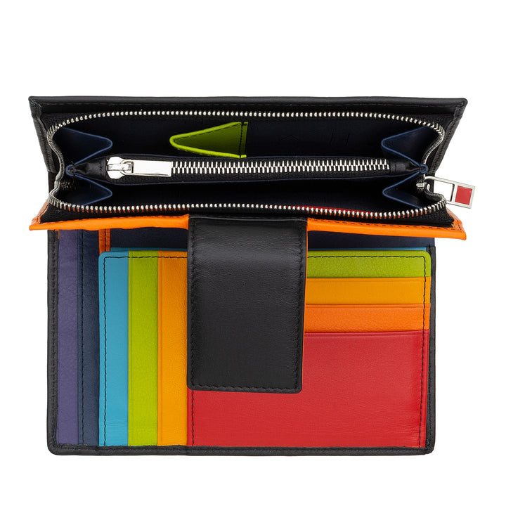 DuDu RFID 여성 지갑 지퍼 코인 지갑 및 카드 홀더가있는 대용량 멀티 컴 파트 진정한 가죽 지갑