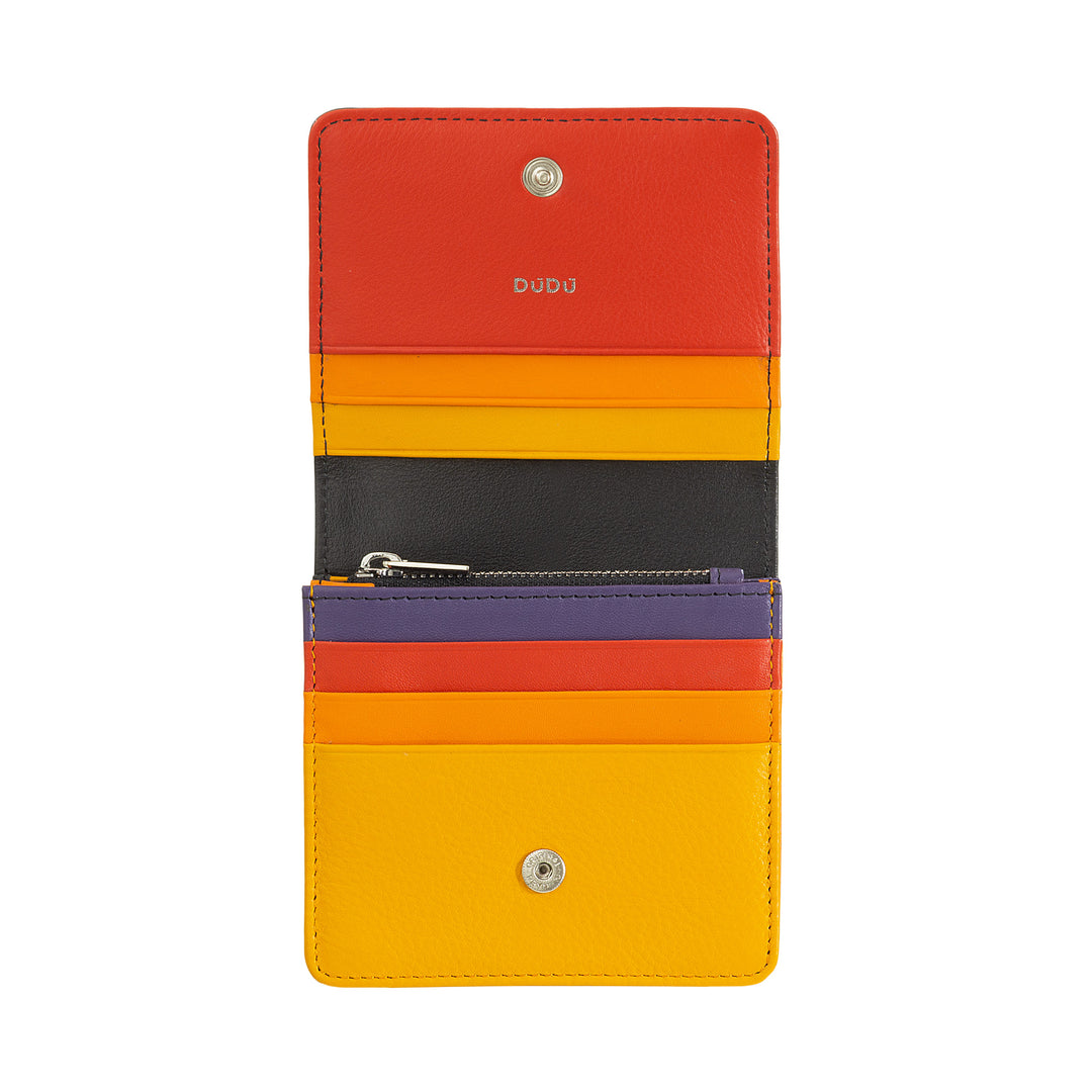 DuDu 여성의 작은 지갑 울트라 컴팩트 컬러 RFID 차폐 가죽 내부 우편 및 카드 홀더 8 카드 홀더