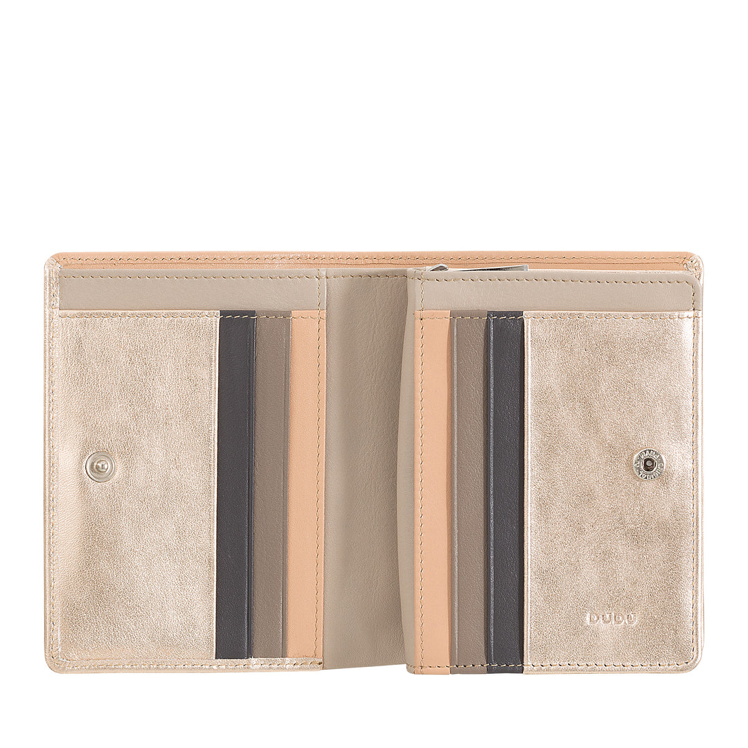 DuDu Zipコインホルダーと7枚のカードスロット付きのレザー二重反RFIDスモールドレザー財布