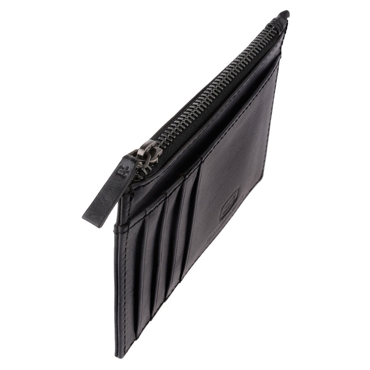 アンティーク トスカーナ スリム メンズ 財布 8 ポケット付き 本革 カード カード カード タイル ジップ コイン ポーチ