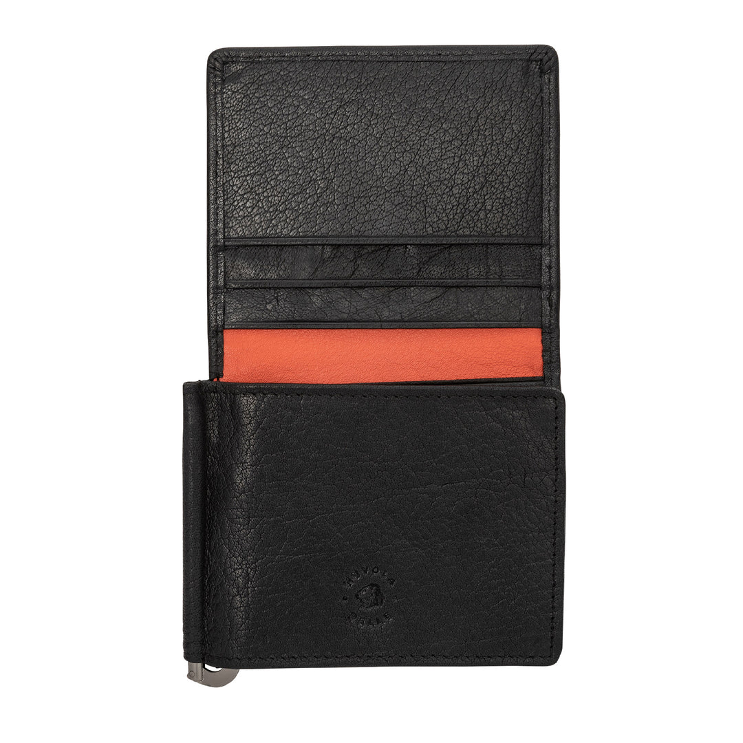 Nuvola Leather Portfolio Man Stopsoldi帶有門架和信用卡Stop Banknotes Trifold