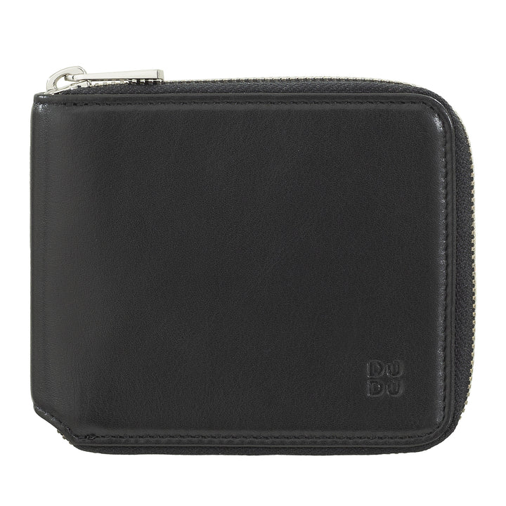 DuDu RFID 男士钱包 皮革钱包 小的户外拉链 Zip 与 6 卡插槽