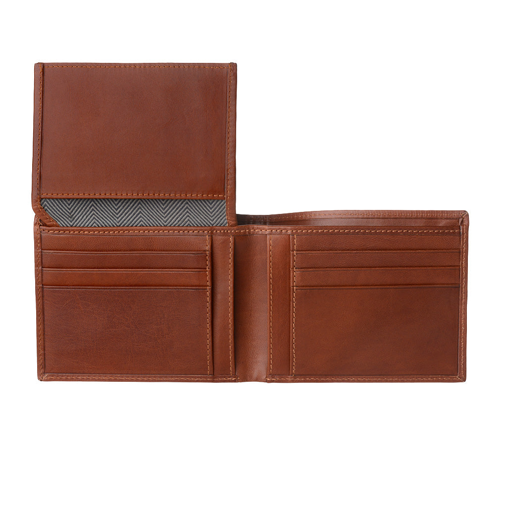 古董托斯卡纳真皮男士钱包,带9个口袋,卡夹和2个钞票夹