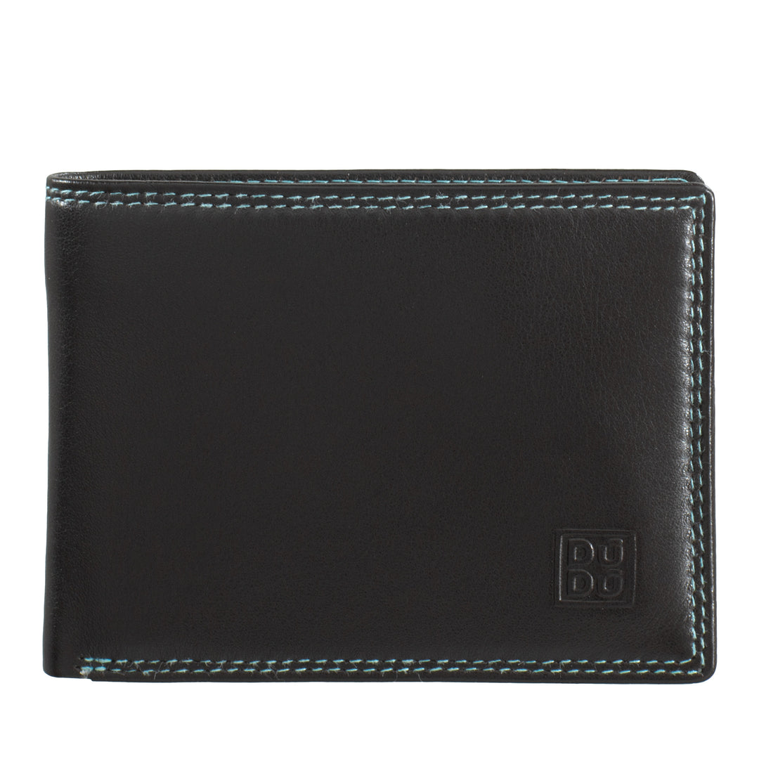 DuDu 男式钱包RFID锁屏皮革小口袋带信用卡插槽