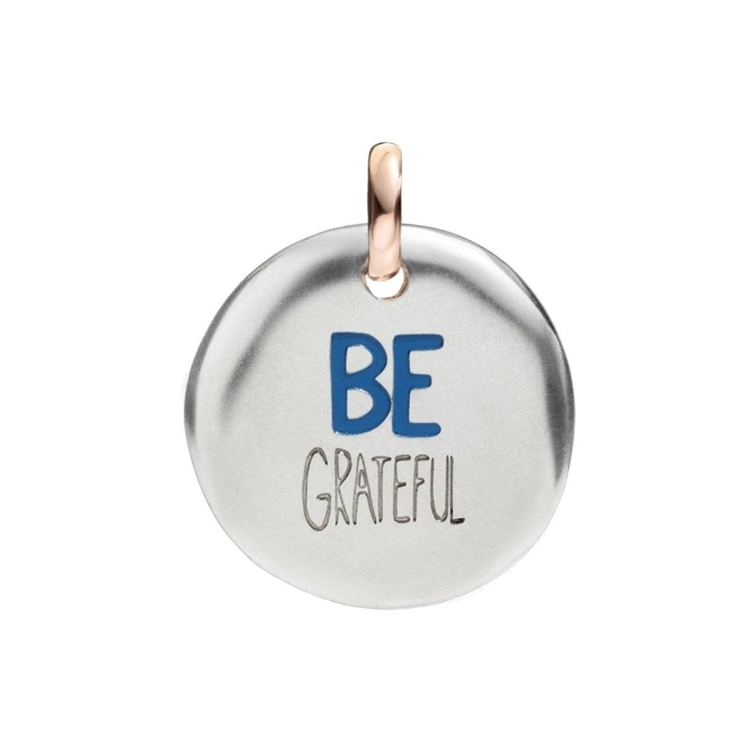 Queriot ciondolo moneta piccola Be Grateful argento 925 oro 9kt F13A03S4706 - Gioielleria Capodagli