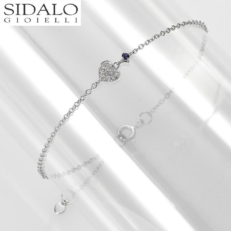 Sidalo bracciale con cuore in oro bianco diamanti e zaffiro M 5148-Z-BR - Gioielleria Capodagli