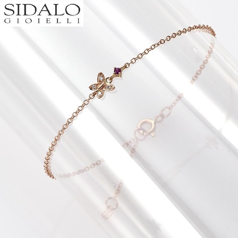 Sidalo bracciale con farfalla in oro rosa diamanti e rubino M 5128-1-R-BR - Gioielleria Capodagli