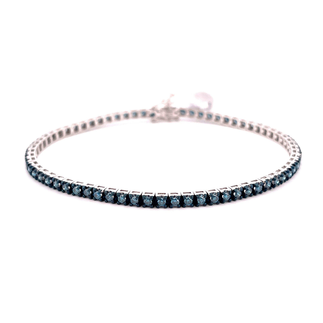 Sidalo bracciale tennis oro bianco 18kt e diamanti blu 2,04ct M5188-3BB 0020BR - Capodagli 1937