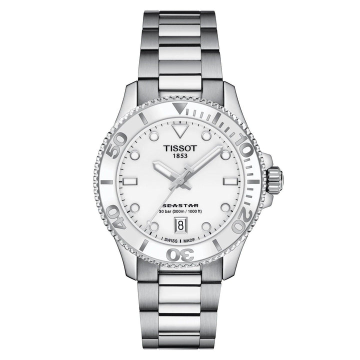 Tissot orologio Seastar 1000 36mm bianco quarzo acciaio T120.210.11.011.00 - Capodagli 1937