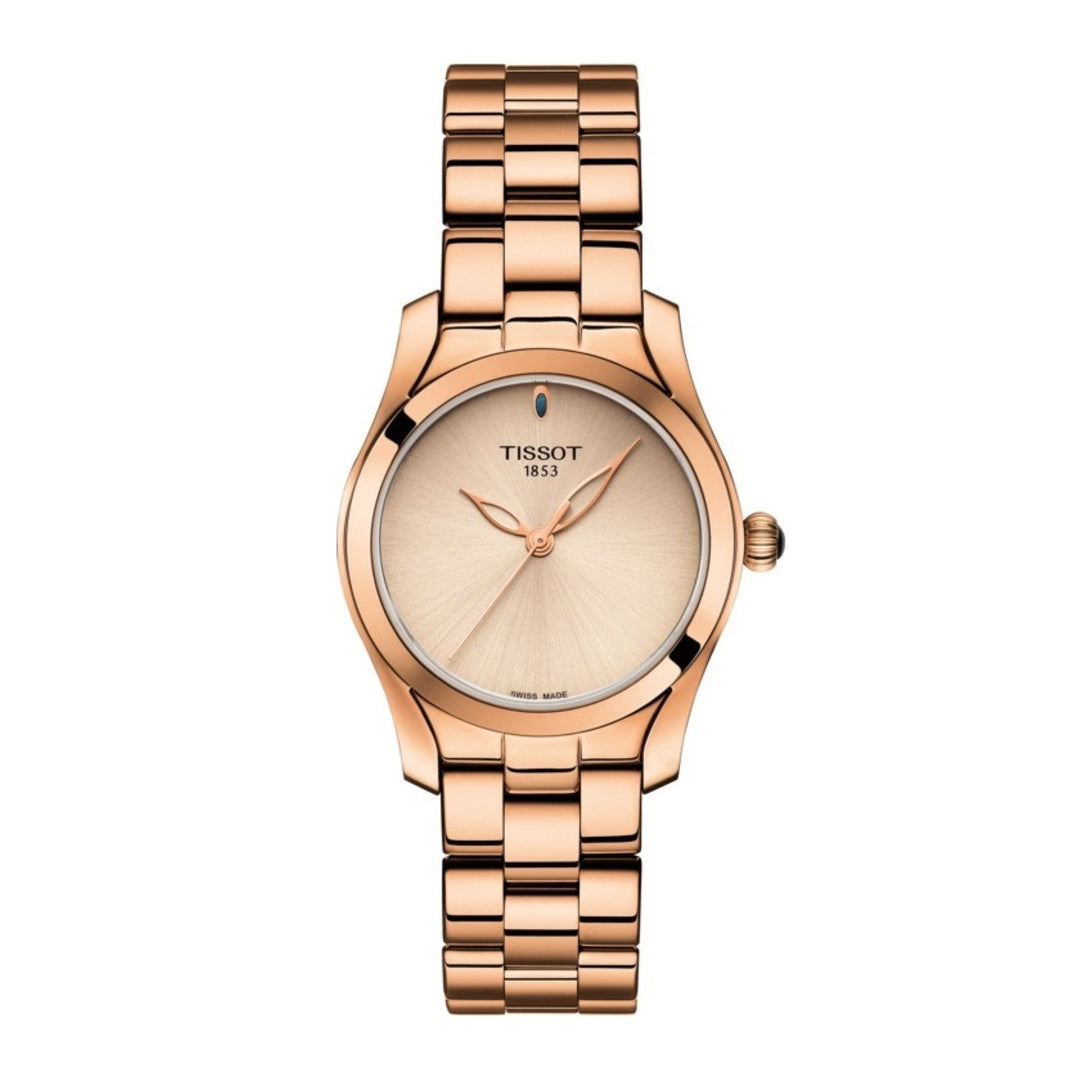 Tissot orologio T-Wave Lady 30mm beige quarzo acciaio finitura PVD oro rosa T112.210.33.451.00 - Gioielleria Capodagli