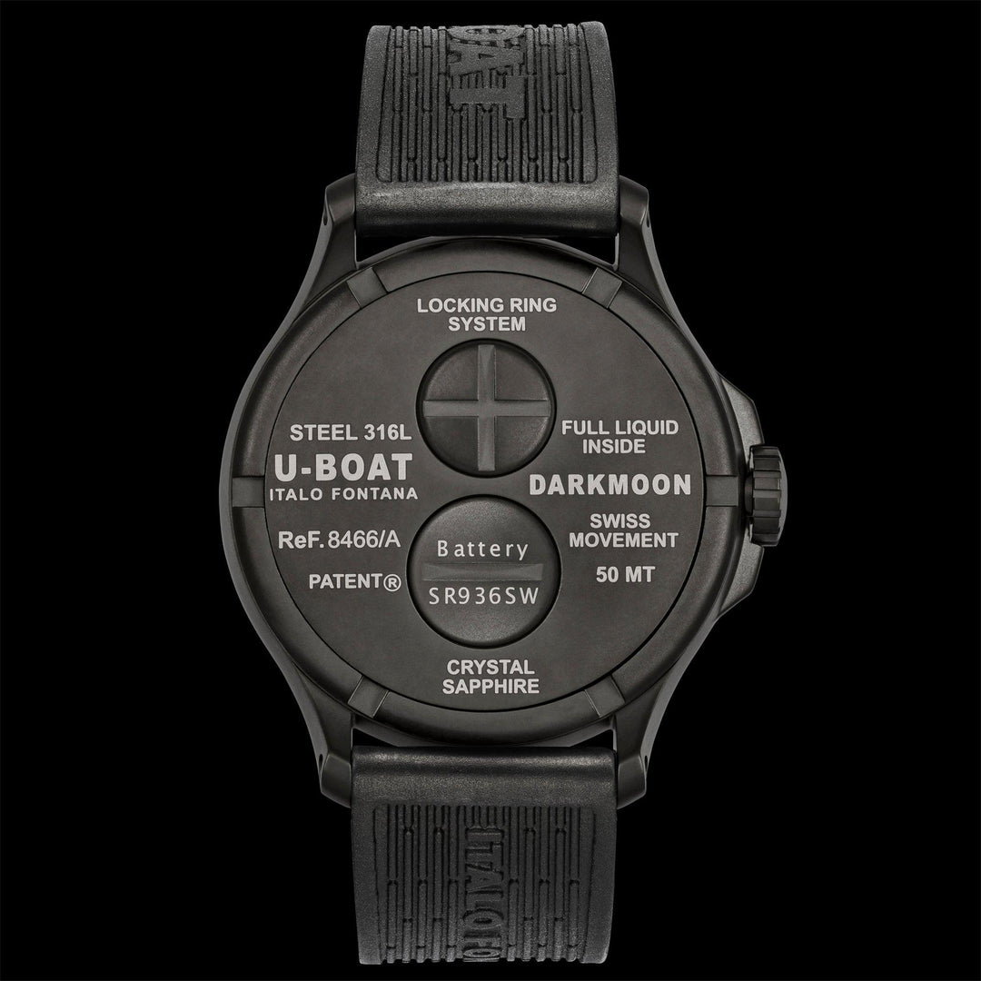 U-BOAT orologio DARKMOON 44mm RED GLASS IPB quarzo acciaio finitura IPB nero 8466/B - Capodagli 1937