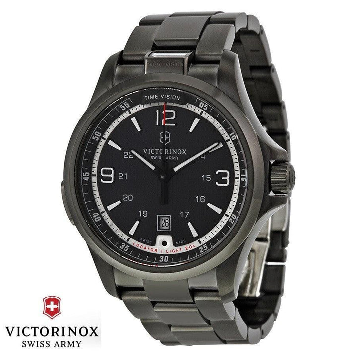 Victorinox Swiss Army orologio Night Vision led SOS quarzo acciaio finitura PVD nero 241665 - Gioielleria Capodagli